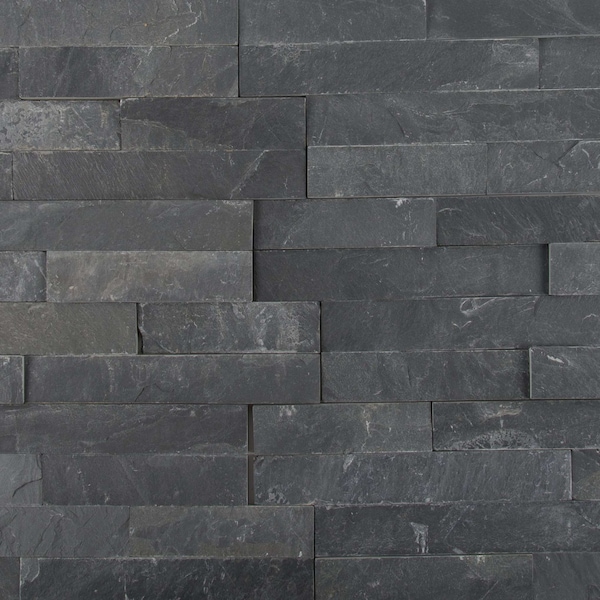 Msi Premium Black Splitface Ledger Panel 6 In. X 24 In. Natural Slate Wall Tile, 8PK - ZOR-PNL-0077