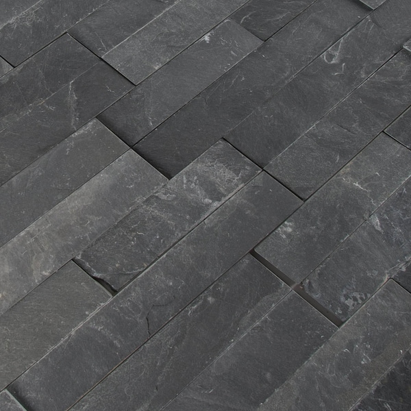 Msi Premium Black Splitface Ledger Panel 6 In. X 24 In. Natural Slate Wall Tile, 8PK - ZOR-PNL-0077