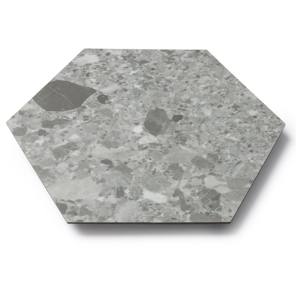 Lucida Surfaces LUCIDA SURFACES, MosaiCore Gray Quartz Hexagon 8.8 in. x10.375 in. 3mm 28MIL Glue Down Luxury Vinyl Tiles , 99PK - SC-4152PLT