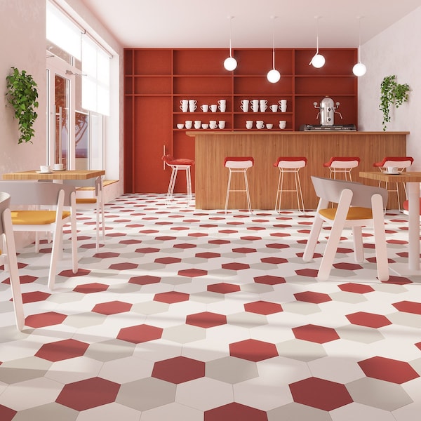 Lucida Surfaces LUCIDA SURFACES, MosaiCore Mist Hexagon 8.8 in. x10.375 in. 3mm 28MIL Glue Down Luxury Vinyl Tiles , 99PK - SC-4105PLT