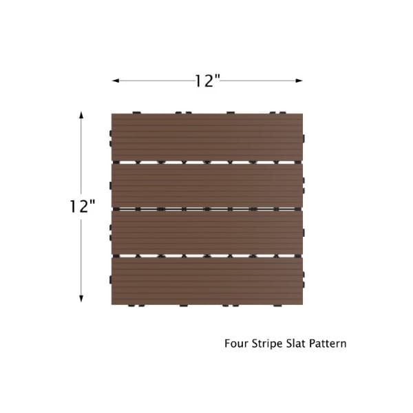 Nature Spring 6-piece Patio and Deck Tiles, Interlocking Slat Pattern Outdoor Floor Pavers Weather Resistant, Brown - 332880JIS