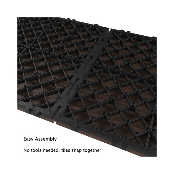 Nature Spring 6-piece Patio and Deck Tiles, Interlocking Slat Pattern Outdoor Floor Pavers Weather Resistant, Brown - 332880JIS