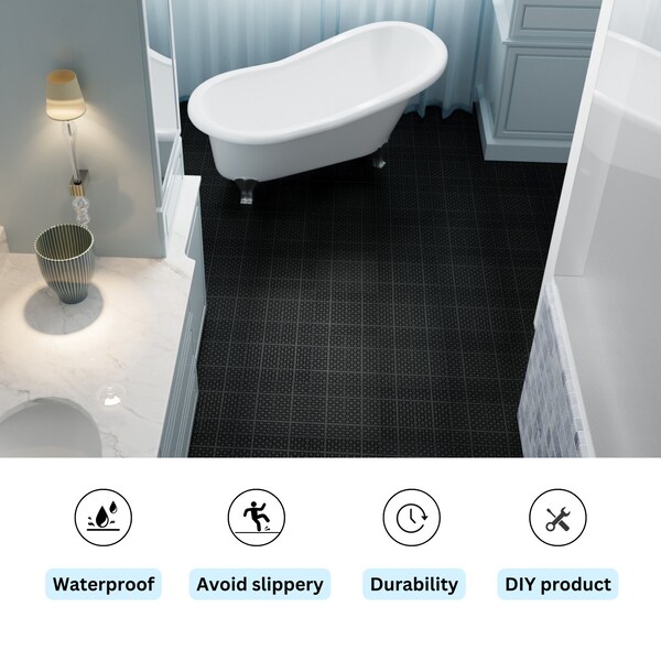 Edendirect 1 ft. x 1 ft. Quick Deck PVC Plastic Interlocking Deck Tile in Black Snowflake Grain, 12 sq. ft./Box - ED-W2391P177557