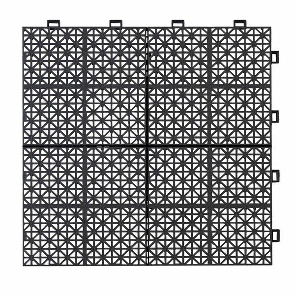 Edendirect 1 ft. x 1 ft. Quick Deck PVC Plastic Interlocking Deck Tile in Black Snowflake Grain, 12 sq. ft./Box - ED-W2391P177557