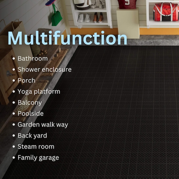 Edendirect 1 ft. x 1 ft. Quick Deck PVC Plastic Interlocking Deck Tile in Black Snowflake Grain, 12 sq. ft./Box - ED-W2391P177557