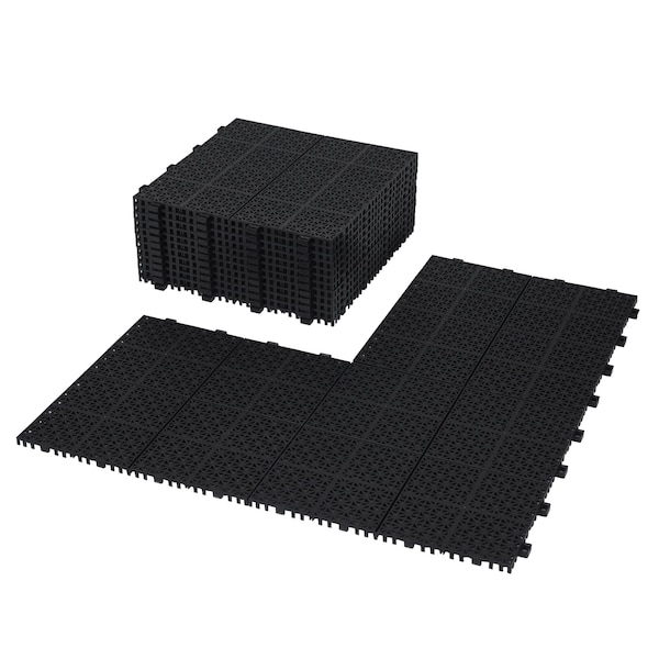 Edendirect 1 ft. x 1 ft. Quick Deck PVC Plastic Interlocking Deck Tile in Black Snowflake Grain, 12 sq. ft./Box - ED-W2391P177557