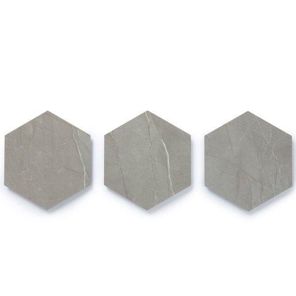 Lucida Surfaces LUCIDA SURFACES, MosaiCore Tundra Grey Hexagon 8.8 in. x10.375 in. 3mm 28MIL Glue Down Luxury Vinyl Tiles , 99PK - SC-4160PLT