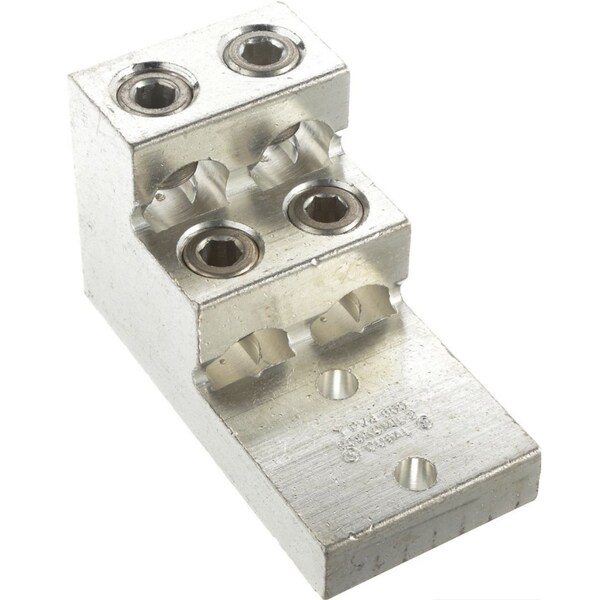 "Terminal de Laminación para Cables, 4 orificios, calibre 2 AWG-600 Kcmil, perno de 3/8" - LAM4SB600-38-1Y"