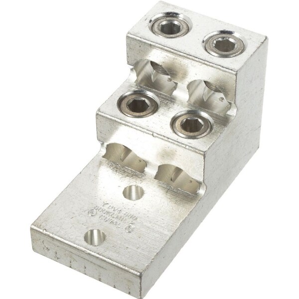 "Terminal de Laminación para Cables, 4 orificios, calibre 2 AWG-600 Kcmil, perno de 3/8" - LAM4SB600-38-1Y"