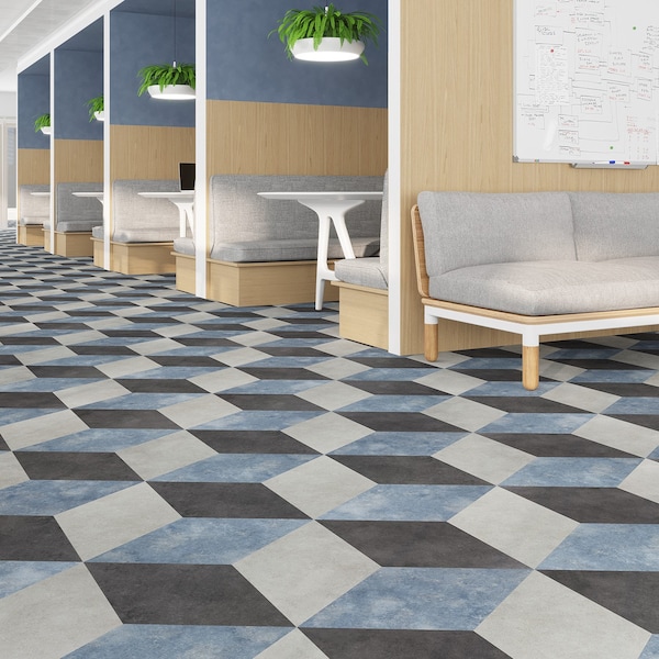 Lucida Surfaces LUCIDA SURFACES, MosaiCore Moody Sky  Rhombus 9.75 in. x17 in. 3mm 28MIL Glue Down Luxury Vinyl Tiles , 26PK - SC-4258