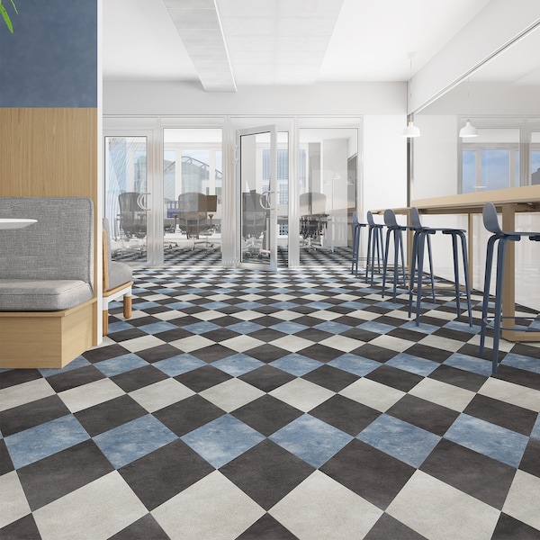 Lucida Surfaces LUCIDA SURFACES, MosaiCore Moody Sky  Rhombus 9.75 in. x17 in. 3mm 28MIL Glue Down Luxury Vinyl Tiles , 26PK - SC-4258
