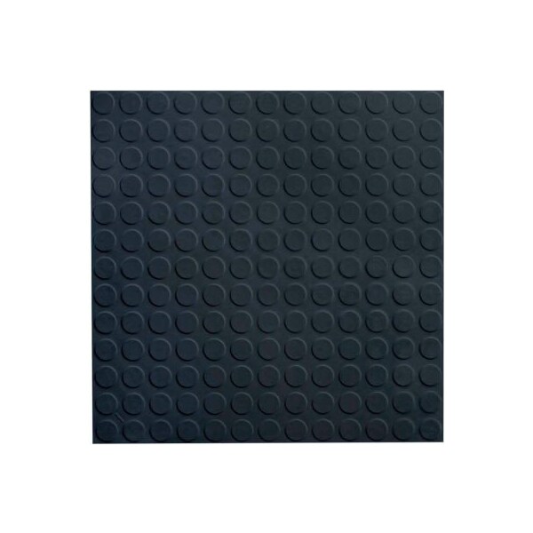 Roppe Raised Circular Design Rubber Tile 19.69in x 19.69in x .125in Black - 9961P100