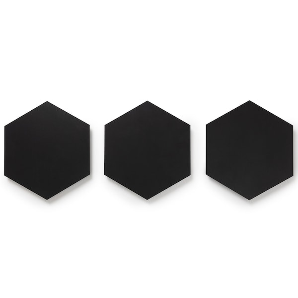 Lucida Surfaces LUCIDA SURFACES, MosaiCore Pure Black Hexagon 8.8 in. x10.375 in. 3mm 28MIL Glue Down Luxury Vinyl Tiles , 25PK - SC-4113