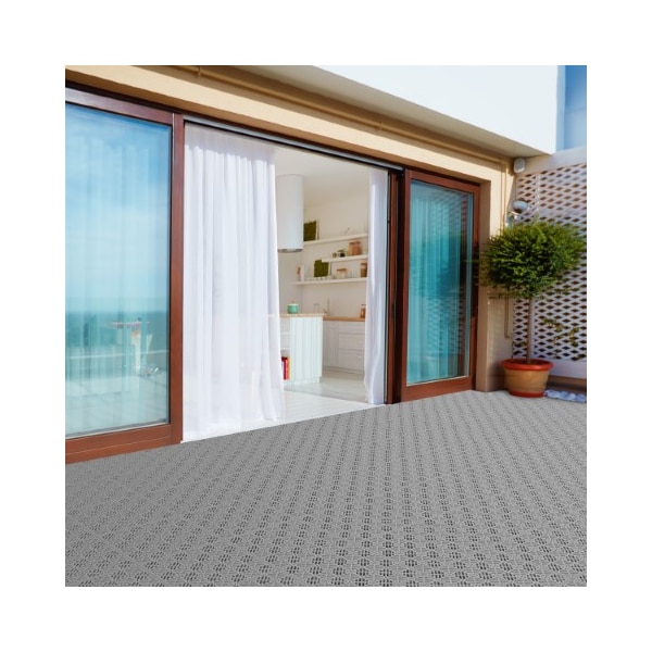 Nature Spring Set of 6 Patio and Deck Tiles, Interlocking Pattern Outdoor Flooring Pavers Weather Resistant, Gray - 444522EFM