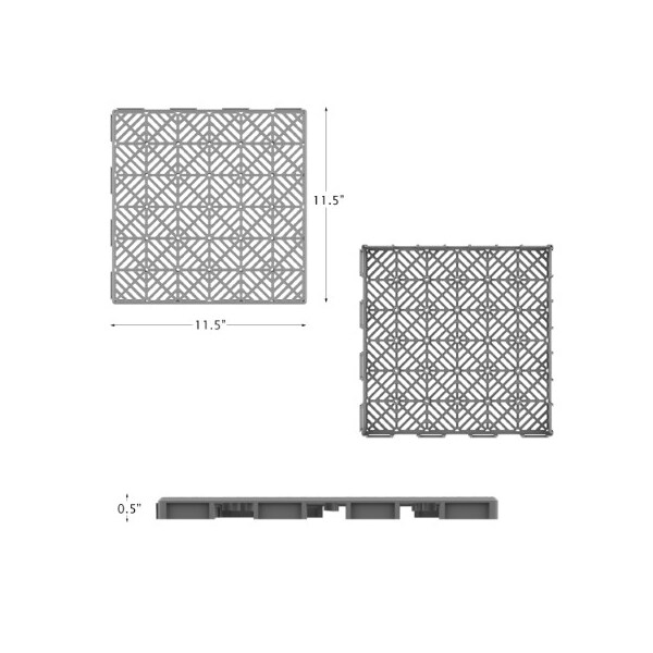 Nature Spring Set of 6 Patio and Deck Tiles, Interlocking Pattern Outdoor Flooring Pavers Weather Resistant, Gray - 444522EFM