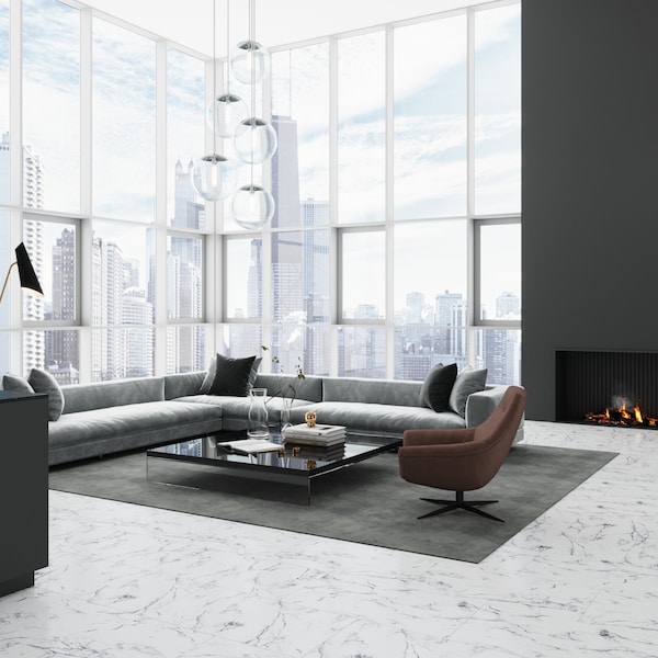 Lucida Surfaces LUCIDA SURFACES, TerraCore Calacatta 12 in. x24 in. 7mm 22MIL Interlocking Luxury Vinyl Tiles 864 sq.ft/Pallet, 54PK - TC-605PLT