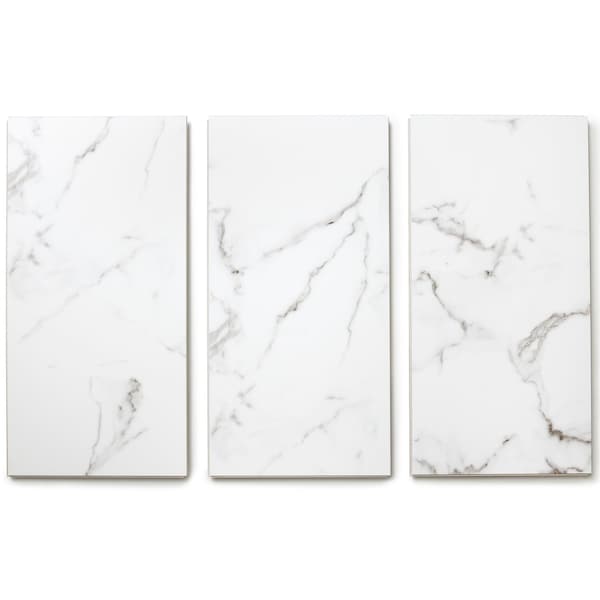 Lucida Surfaces LUCIDA SURFACES, TerraCore Calacatta 12 in. x24 in. 7mm 22MIL Interlocking Luxury Vinyl Tiles 864 sq.ft/Pallet, 54PK - TC-605PLT
