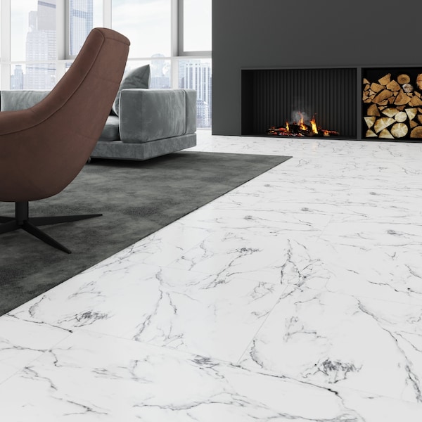 Lucida Surfaces LUCIDA SURFACES, TerraCore Calacatta 12 in. x24 in. 7mm 22MIL Interlocking Luxury Vinyl Tiles 864 sq.ft/Pallet, 54PK - TC-605PLT
