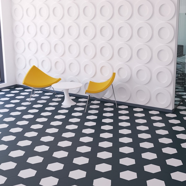 Lucida Surfaces LUCIDA SURFACES, MosaiCore Midnight Hexagon 8.8 in. x10.375 in. 3mm 28MIL Glue Down Luxury Vinyl Tiles , 25PK - SC-4103