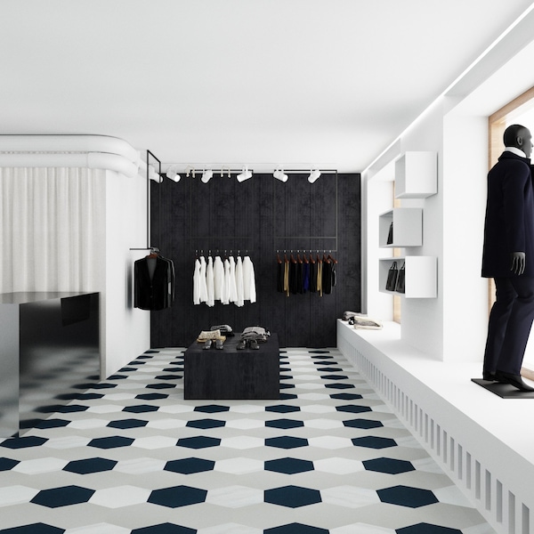 Lucida Surfaces LUCIDA SURFACES, MosaiCore Midnight Hexagon 8.8 in. x10.375 in. 3mm 28MIL Glue Down Luxury Vinyl Tiles , 25PK - SC-4103
