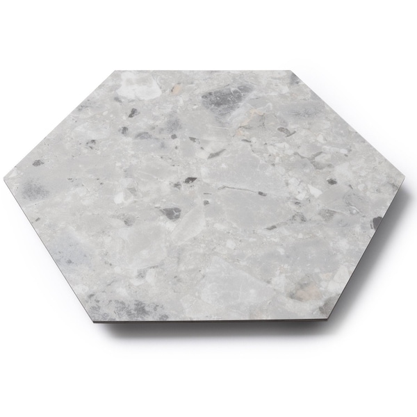 Lucida Surfaces LUCIDA SURFACES, MosaiCore Bone Quartz Hexagon 8.8 in. x10.375 in. 3mm 28MIL Glue Down Luxury Vinyl Tiles , 25PK - SC-4154