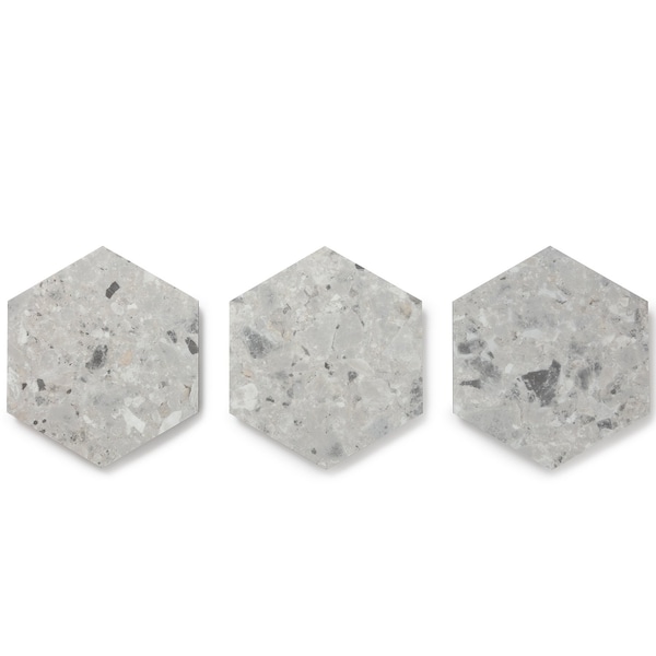 Lucida Surfaces LUCIDA SURFACES, MosaiCore Bone Quartz Hexagon 8.8 in. x10.375 in. 3mm 28MIL Glue Down Luxury Vinyl Tiles , 25PK - SC-4154
