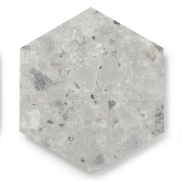 Lucida Surfaces LUCIDA SURFACES, MosaiCore Bone Quartz Hexagon 8.8 in. x10.375 in. 3mm 28MIL Glue Down Luxury Vinyl Tiles , 25PK - SC-4154