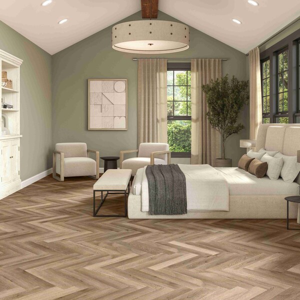 Daltile Asher Bend 5in. x 24in. Herringbone Rigid Click Luxury Vinyl Flooring 18.60 Sq Ft, 24PK - AB2552420L65MSX
