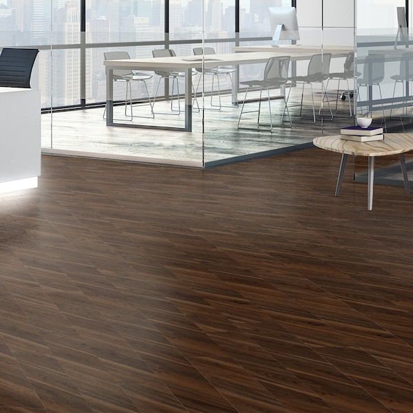 Lucida Surfaces LUCIDA SURFACES, GlueCore Angled Walnut 7 5/16 in. x48 in. 3mm 22MIL Glue Down Luxury Vinyl Planks , 60PK - GC-317PLT