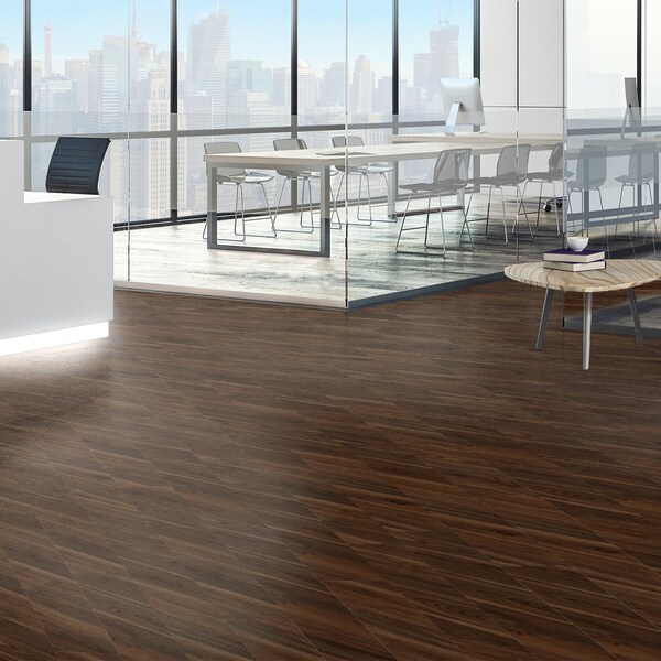 Lucida Surfaces LUCIDA SURFACES, GlueCore Angled Walnut 7 5/16 in. x48 in. 3mm 22MIL Glue Down Luxury Vinyl Planks , 60PK - GC-317PLT