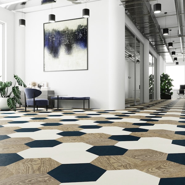 Lucida Surfaces LUCIDA SURFACES, MosaiCore Pearl Hexagon 8.8 in. x10.375 in. 3mm 28MIL Glue Down Luxury Vinyl Tiles , 99PK - SC-4155PLT
