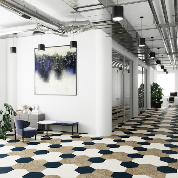 Lucida Surfaces LUCIDA SURFACES, MosaiCore Pearl Hexagon 8.8 in. x10.375 in. 3mm 28MIL Glue Down Luxury Vinyl Tiles , 99PK - SC-4155PLT
