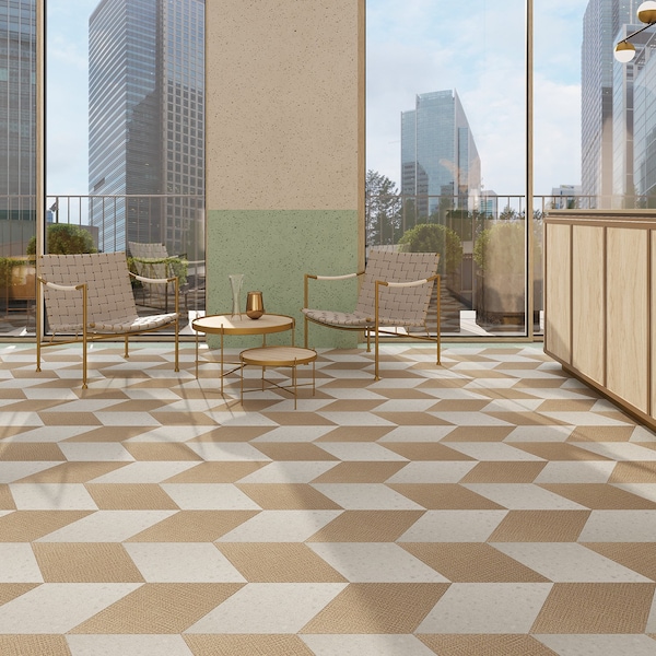Lucida Surfaces LUCIDA SURFACES, MosaiCore Basketweave  Rhombus 9.75 in. x17 in. 3mm 28MIL Glue Down Luxury Vinyl Tiles , 99PK - SC-4202PLT