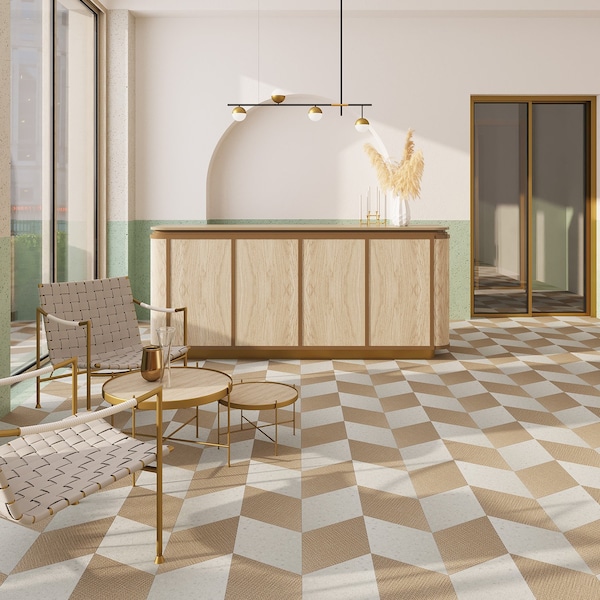 Lucida Surfaces LUCIDA SURFACES, MosaiCore Basketweave  Rhombus 9.75 in. x17 in. 3mm 28MIL Glue Down Luxury Vinyl Tiles , 99PK - SC-4202PLT