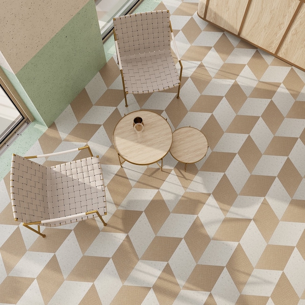 Lucida Surfaces LUCIDA SURFACES, MosaiCore Basketweave  Rhombus 9.75 in. x17 in. 3mm 28MIL Glue Down Luxury Vinyl Tiles , 99PK - SC-4202PLT