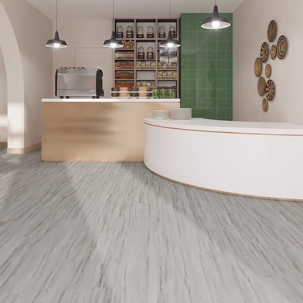Lucida Surfaces LUCIDA SURFACES, PresCore Snowcap 6 in. x36 in. 2mm 12MIL Glue Down Luxury Vinyl Planks , 55PK - PC-1105PLT