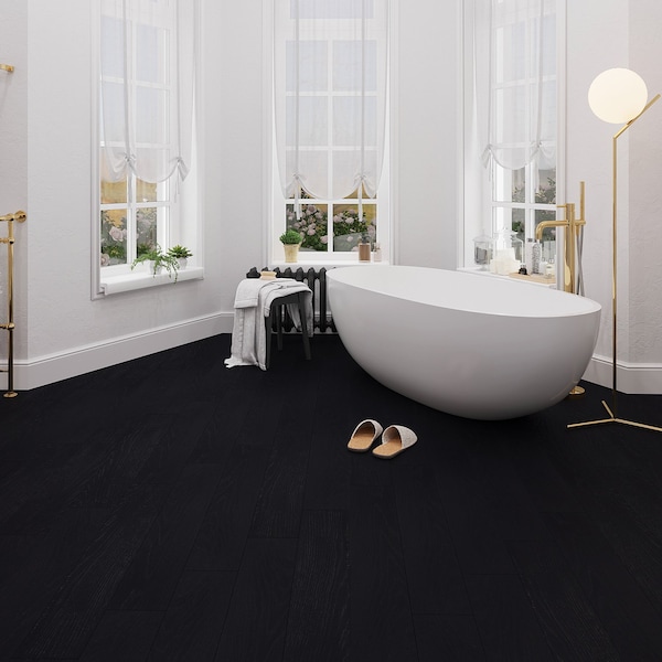 Lucida Surfaces LUCIDA SURFACES, BaseCore Nero 6 in. x36 in. 2mm 12MIL Peel & Stick Vinyl Plank , 55PK - BC-913PLT