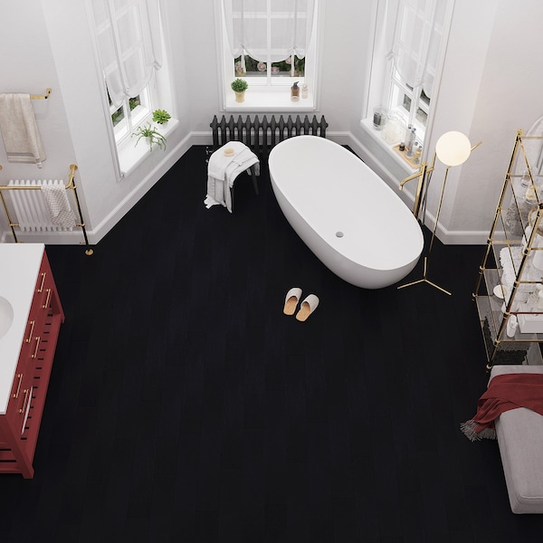 Lucida Surfaces LUCIDA SURFACES, BaseCore Nero 6 in. x36 in. 2mm 12MIL Peel & Stick Vinyl Plank , 55PK - BC-913PLT