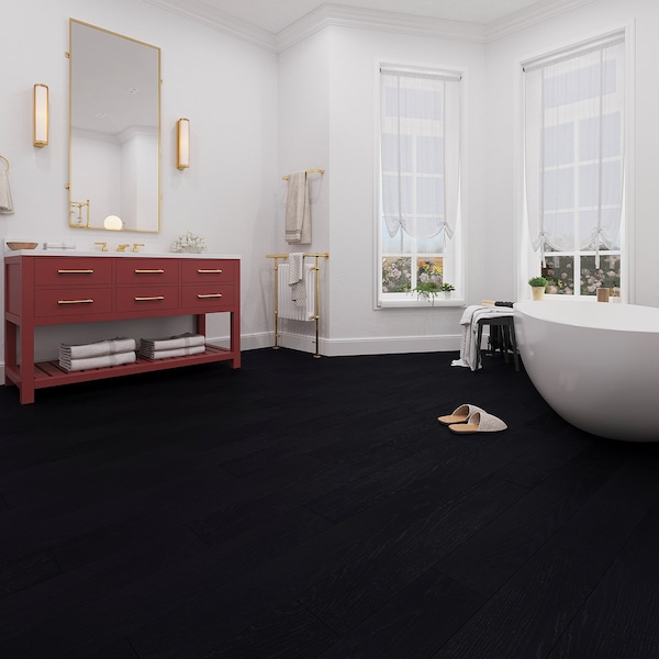 Lucida Surfaces LUCIDA SURFACES, BaseCore Nero 6 in. x36 in. 2mm 12MIL Peel & Stick Vinyl Plank , 55PK - BC-913PLT