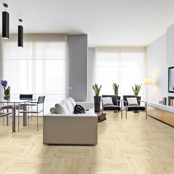 Lucida Surfaces LUCIDA SURFACES, DecoCore White Oak 5.1 in. x25.4 in. 7mm 22MIL Interlocking Luxury Vinyl Planks , 16PK - DC-701PLT