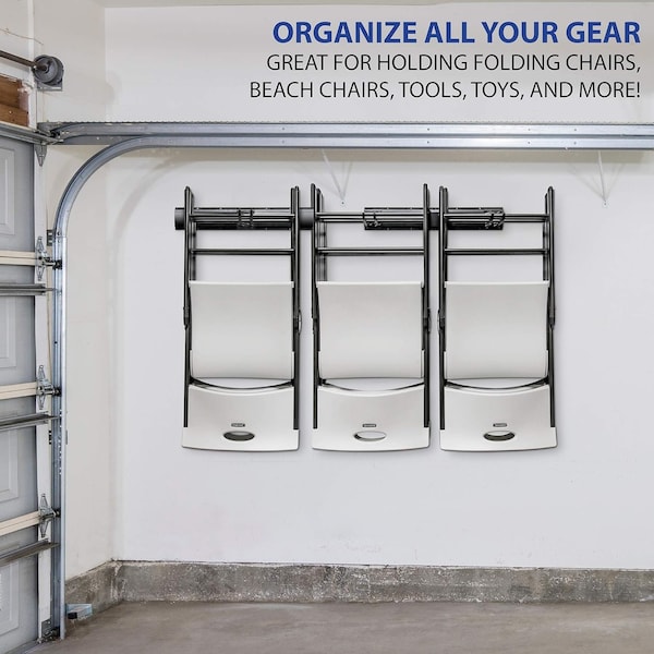 Raxgo Chair Storage Rack, Mounted Folding Chair Rack and Hanger System for Home - RAXWMCR