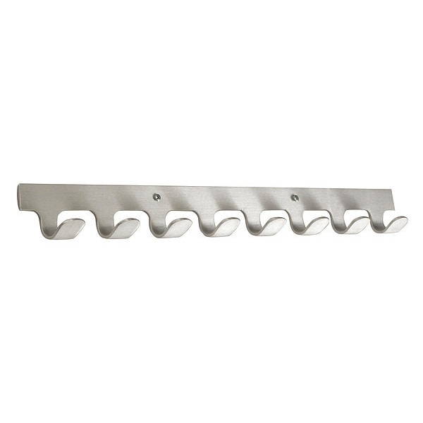 Glaro Coat Hook, 8 Hooks, 24 In W, Satin Aluminum - 224SA