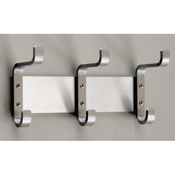 Glaro Coat Hook, 3 Hooks, 16 In W, Satin Aluminum - D3SA