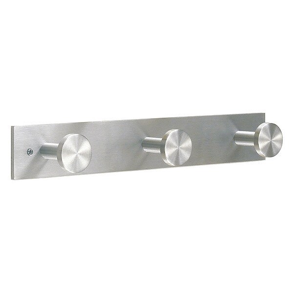 Glaro Coat Hook, 3 Hooks, 16 In W, Satin Aluminum - D3SA