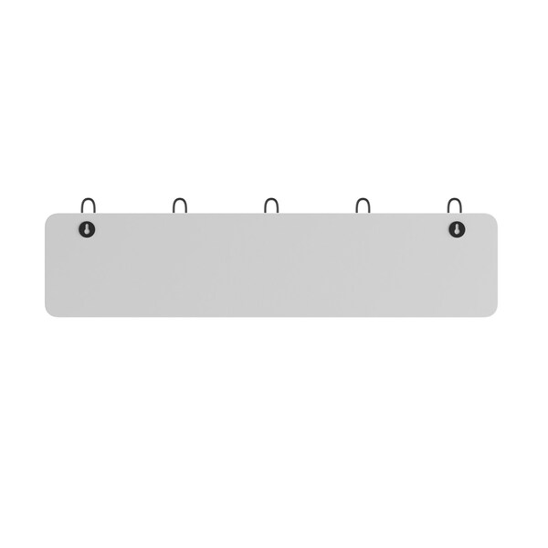 Flash Furniture Daly Wall Mounted 24 Inch Solid White Solid Pine Wood Storage Rack w/5 Hooks - HGWA-SCR-5-SLDWHT-GG