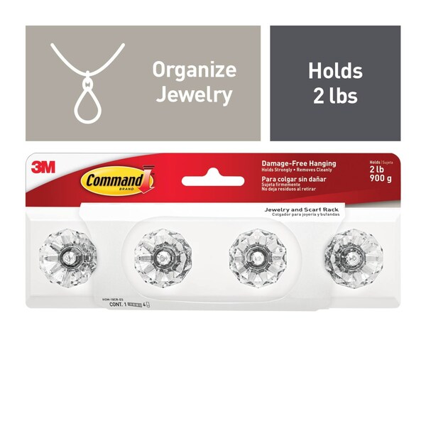 Command Jewelry and Scarf Rack HOM-18CR-, PK8 - HOM-18CR
