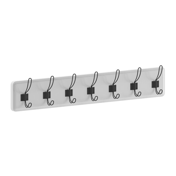 Flash Furniture Daly Wall Mounted 34 Inch Solid White Pine Wood Storage Rack w/7 Hooks - HGWA-SCR-7-SLDWHT-GG