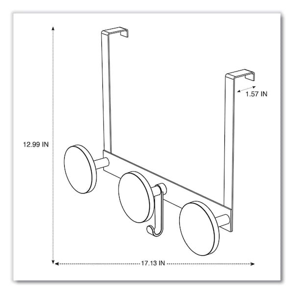 Alba Over the Door Coat Hook, Metal and Plastic, 3 Pegs, Black - PMS3P