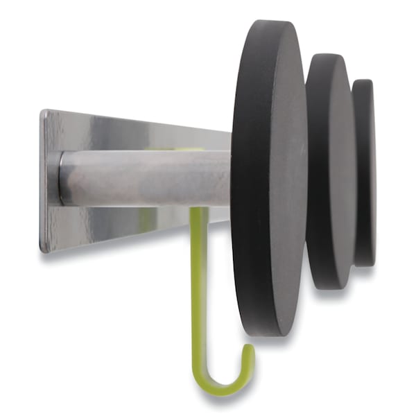 Alba Over the Door Coat Hook, Metal and Plastic, 3 Pegs, Black - PMS3P