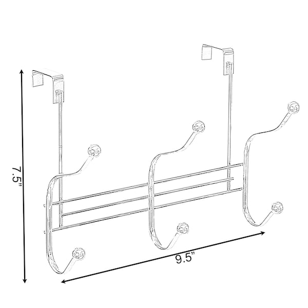 Basicwise Chrome 6 Hook Hanger Organizer, Hang Over The Door Kitchen Vanity Towel Hook, Entryway Coat Rack - QI004051